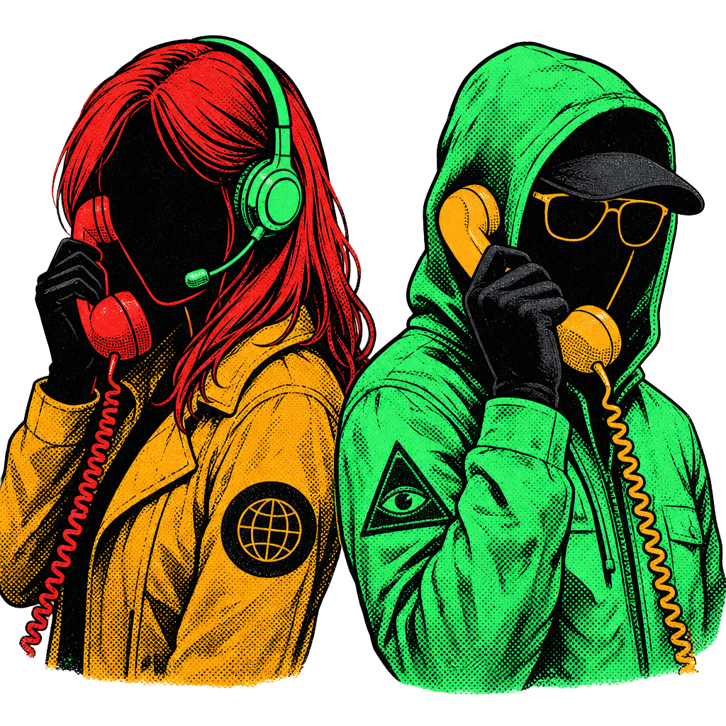 Two junior secret agents on corded telephones